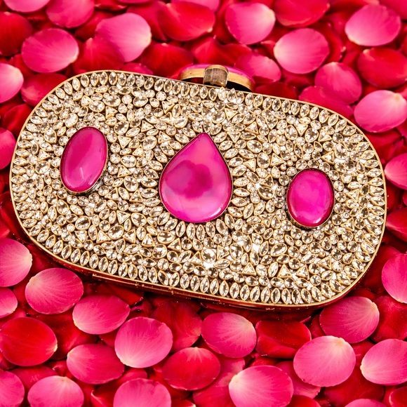 Elegant Pink and Gold Clutch